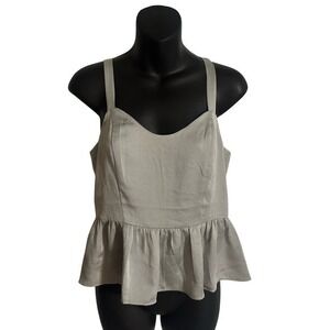 New with tags Express Smocked Peplum Camisole Top Grey Spaghetti‎ Strap Size M